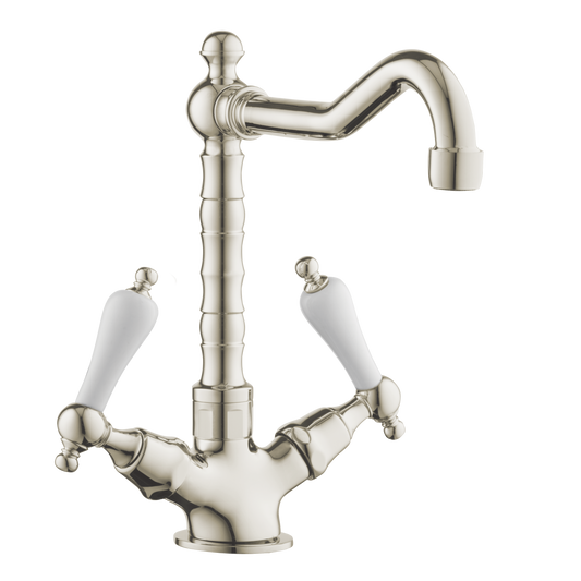 Langdale -English One Hole Mixer With Twin  Porcelain Levers