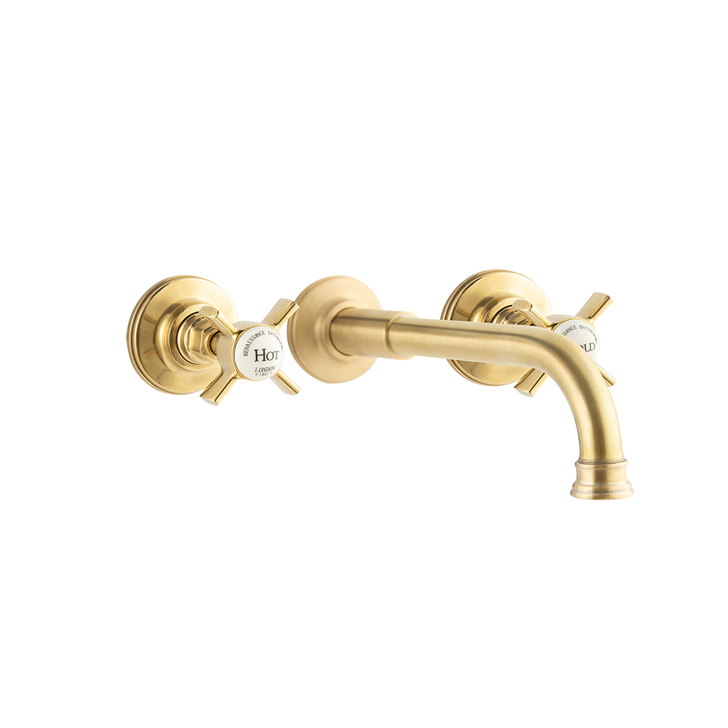 Art Deco Three Hole Set - Porcelain Lever