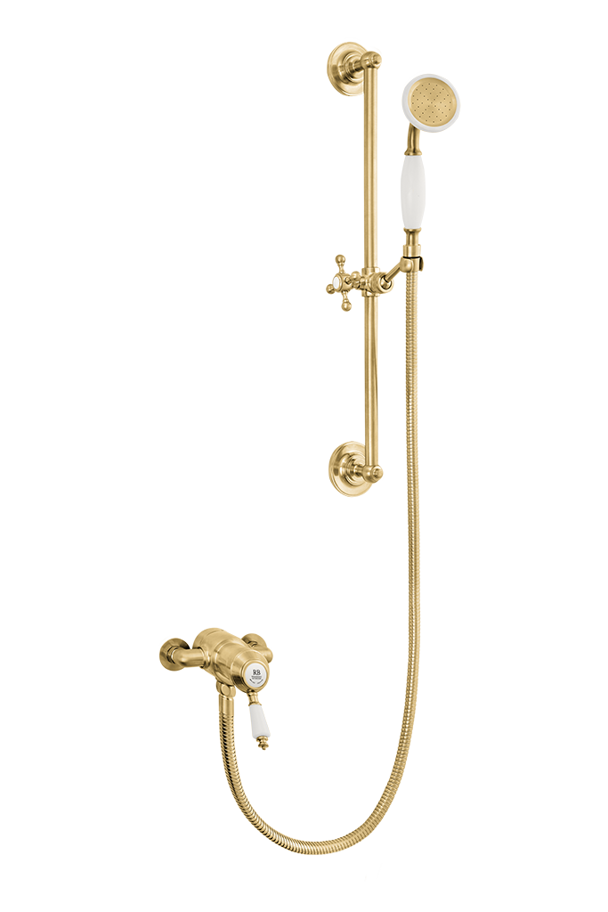 Traditional Shower With Flexible Kit - Porcelain Lever