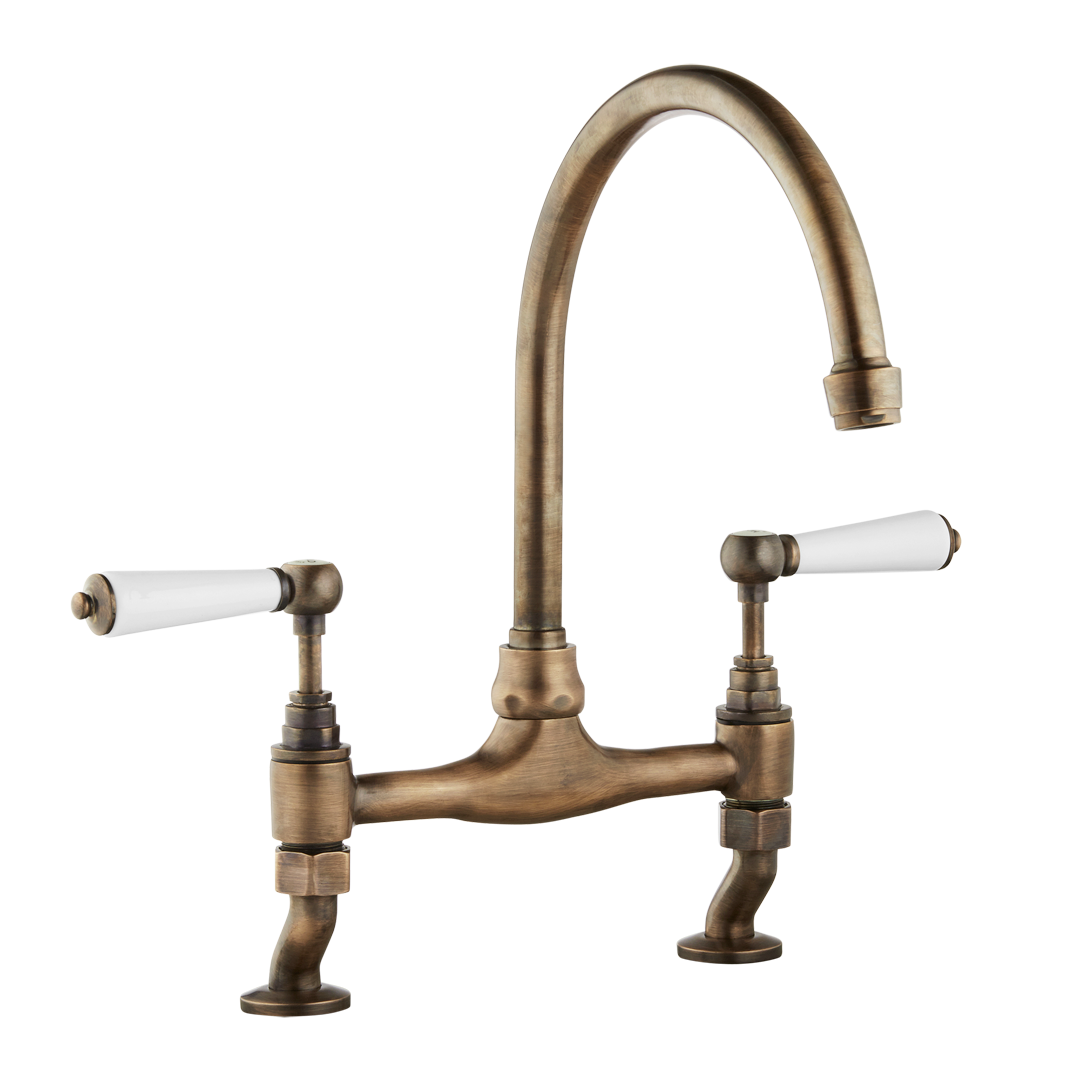 Millau - Bridge Sink Mixer - Porcelain Levers