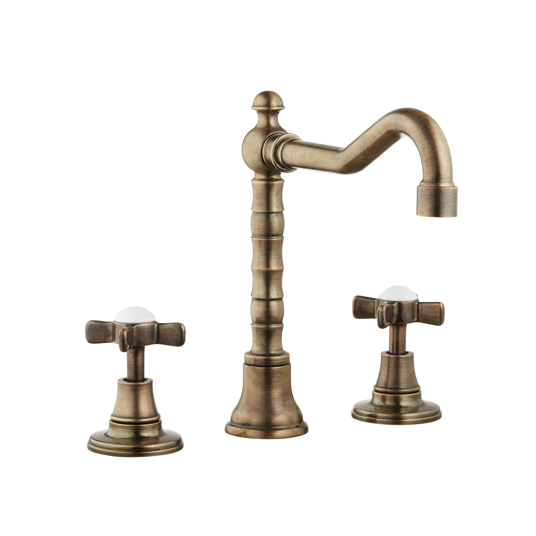 Chavalet - Three Hole Basin Set - Porcelain Levers