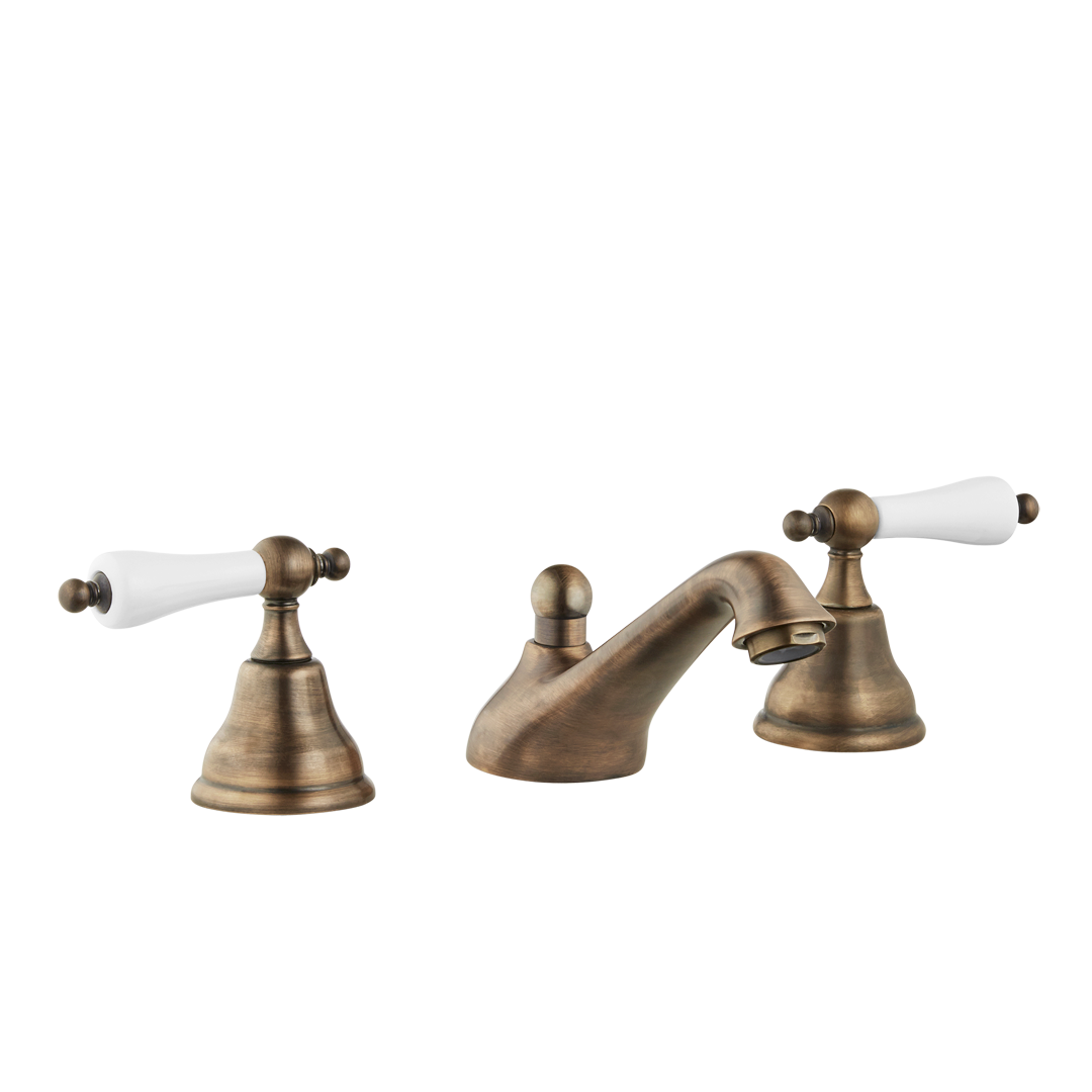 Chavalet - Three Hole Basin Set - Porcelain Levers