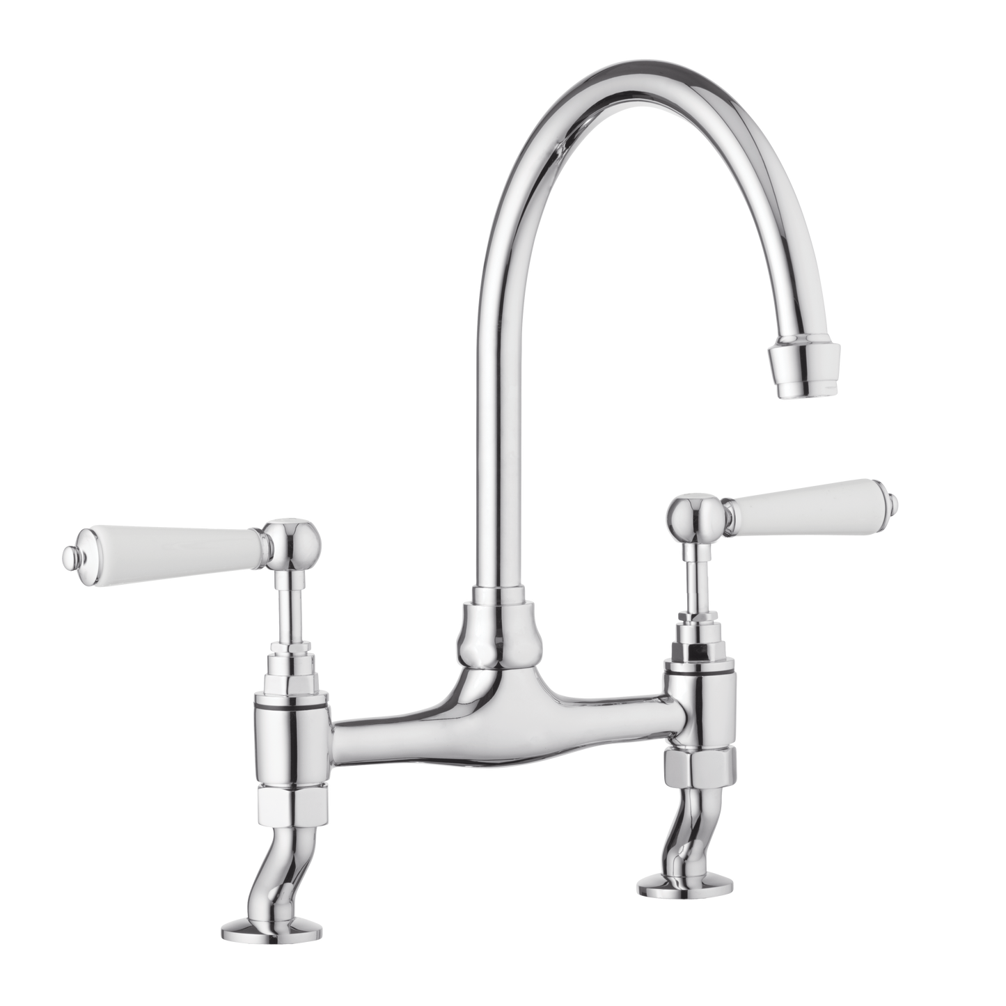 Millau - Bridge Sink Mixer - Porcelain Levers