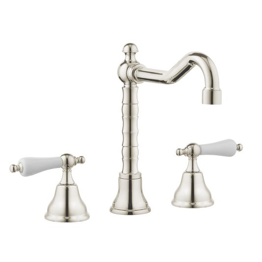 Chavalet - Three Hole Basin Set - Porcelain Levers