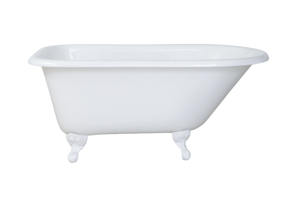 Rustic 1370 - Roll Top Cast Iron Bath 1370 / White / White / Gold waste