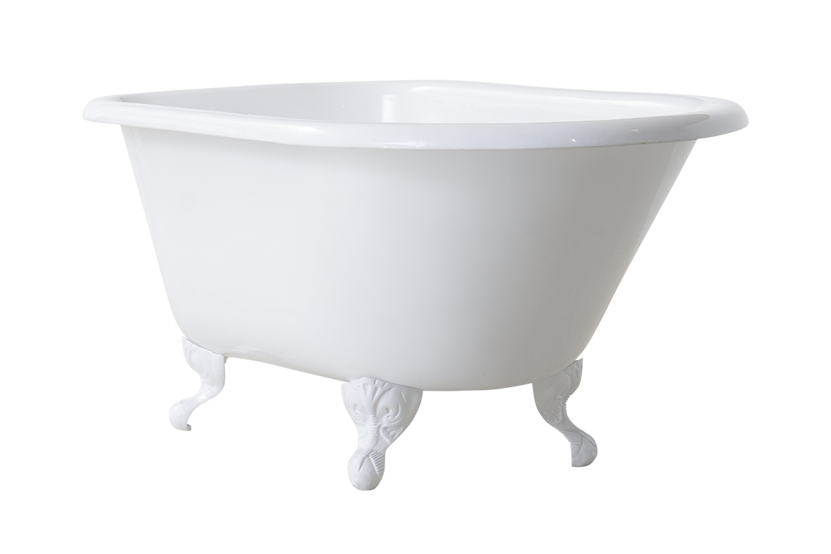 Rustic 1370 - Roll Top Cast Iron Bath 1370 / White / White / Gold waste