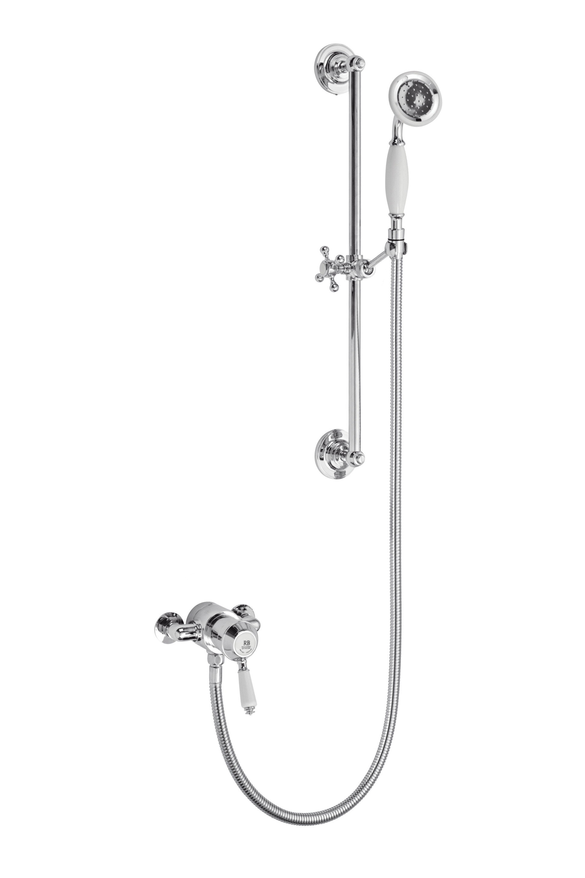 Traditional Shower Head - White/ Chrome