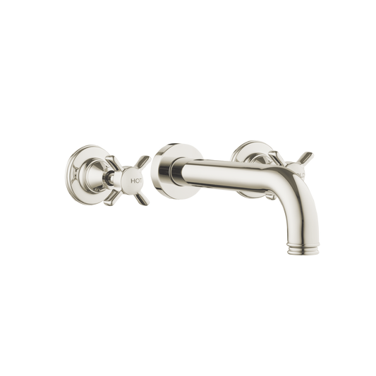 Wall Three Hole Lever Taps With Bath Spout - Cross Handles