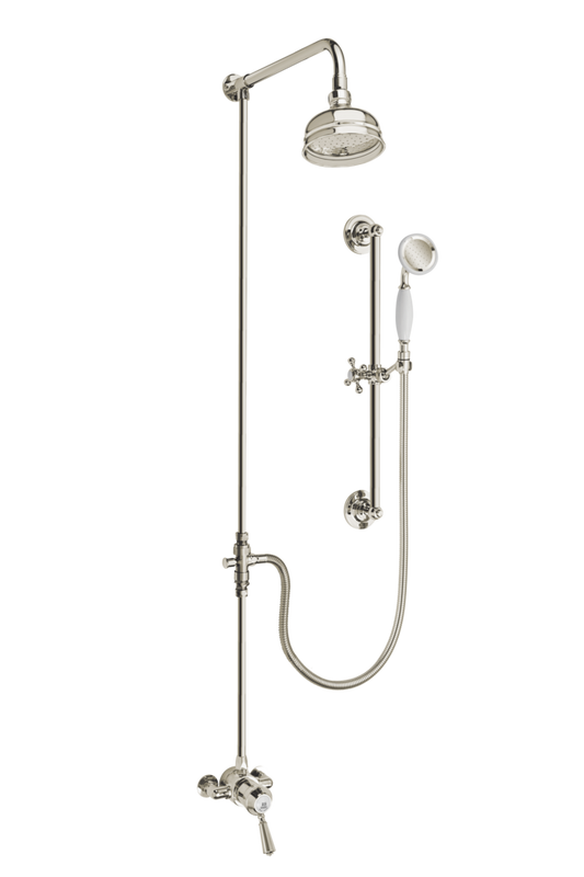 Heritage Shower System Arm Rose Diverter & Flexible Kit - Metal Lever